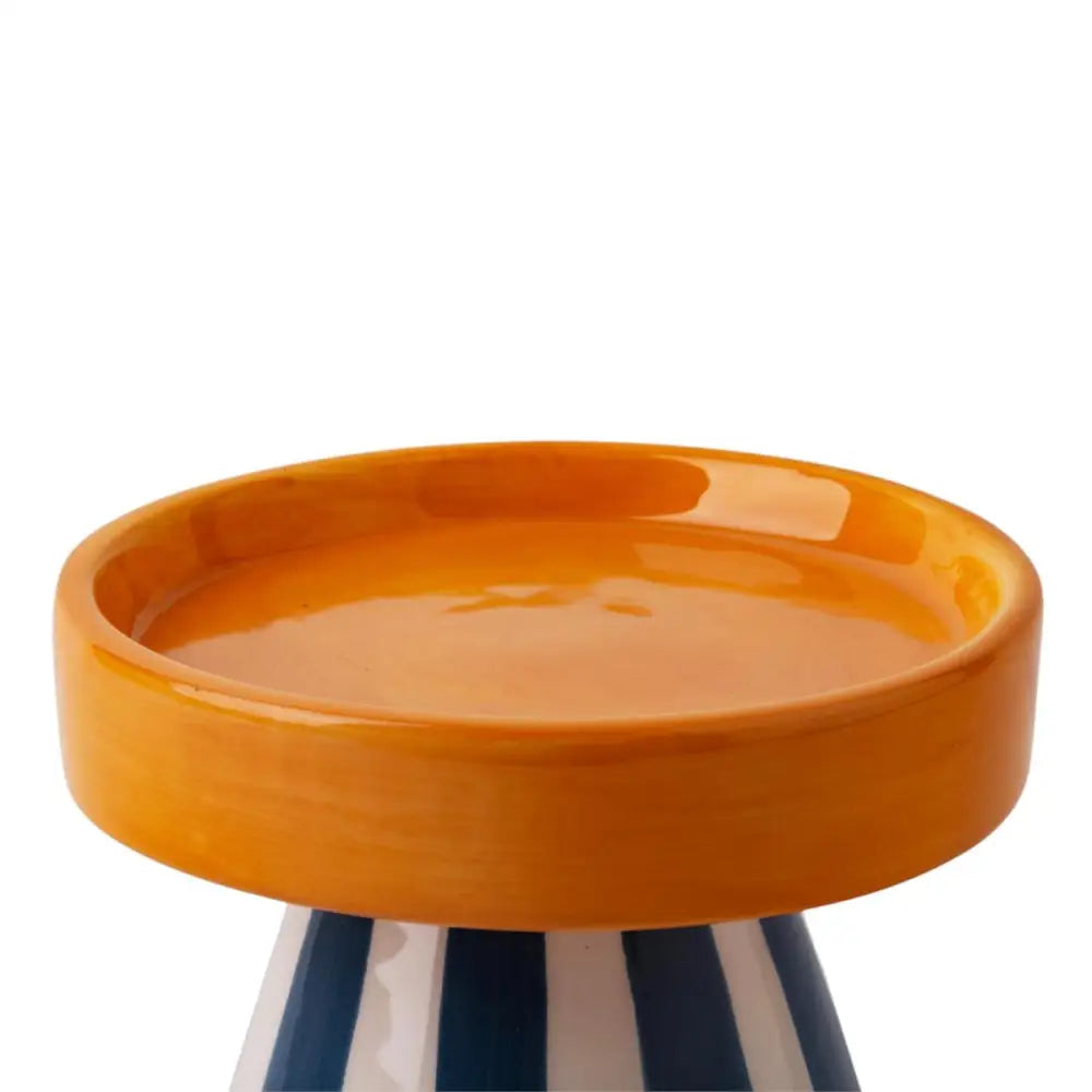 Striped Pillar Candle Holder 3.4"H - PABOOM