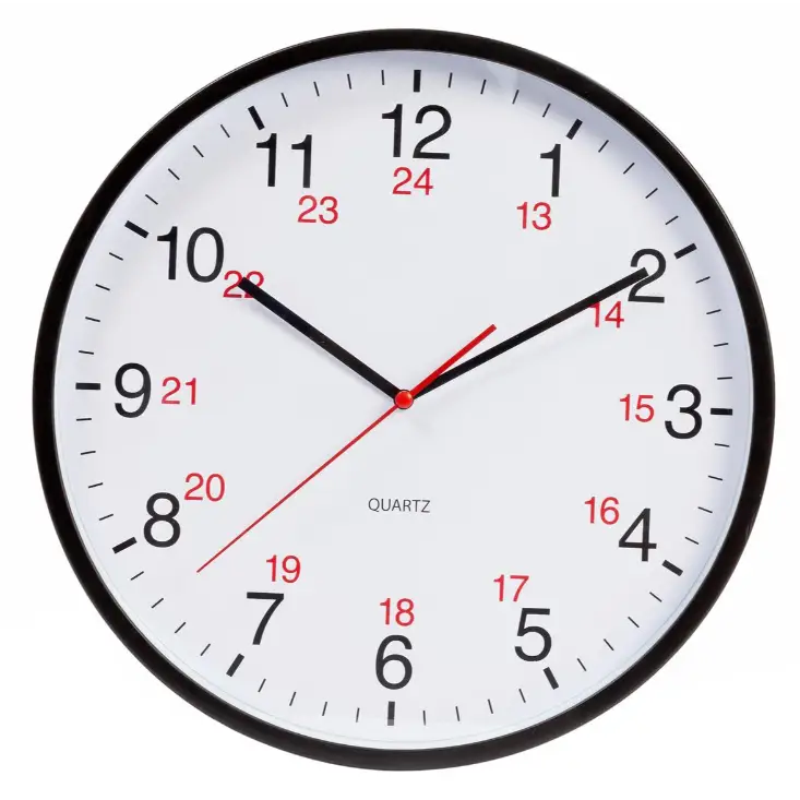 CTG Brands - Synchro Silent Hand Clock Black 12’’ 12/24HR