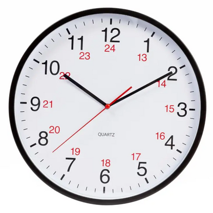 CTG Brands - Synchro Silent Hand Clock Black 12’’ 12/24HR