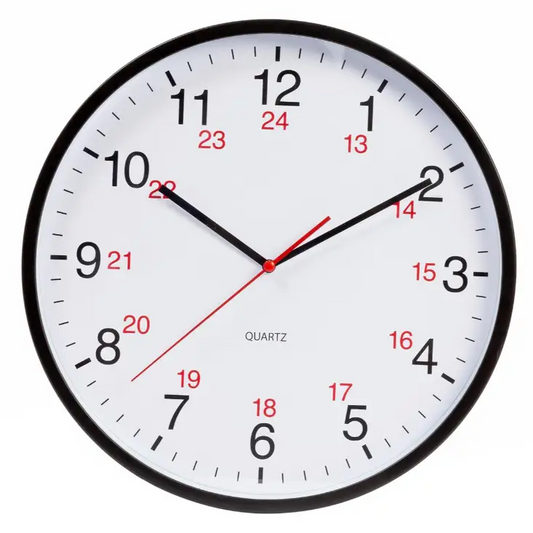 CTG Brands - Synchro Silent Hand Clock Black 12’’ 12/24HR