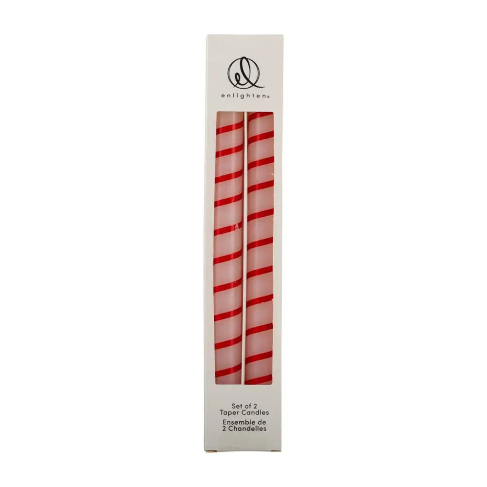 CTG Brands - Taper Candle Red & White Striped S/2 9.75’’