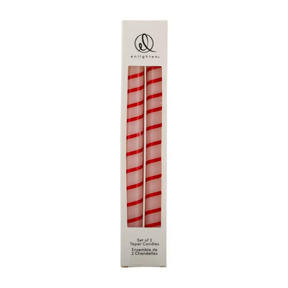 CTG Brands - Taper Candle Red & White Striped S/2 9.75’’