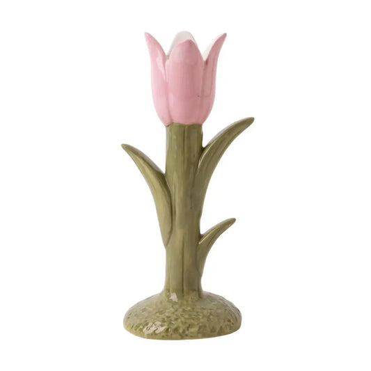 Tulip Flower Candle Holder Pink 7.75" - PABOOM