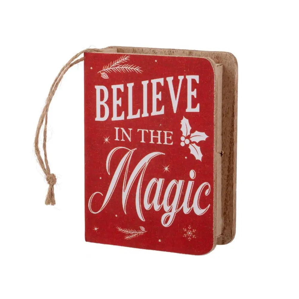 CTG Brands - Wooden Book Shaped Ornament Believe In The Magic