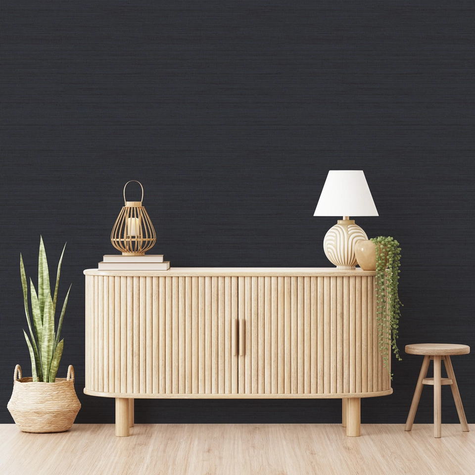 Grasscloth Navy Peel and Stick Wallpaper, 28 sq. ft.