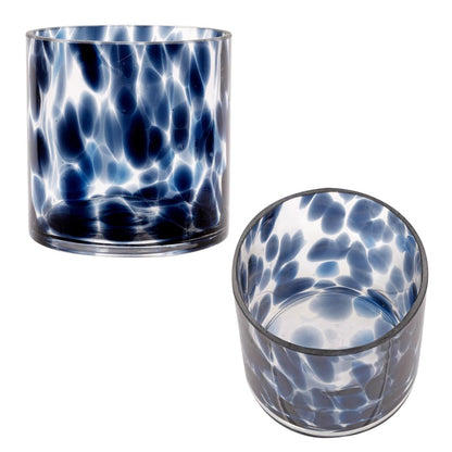 Bubble Glass Candle Holder Blue