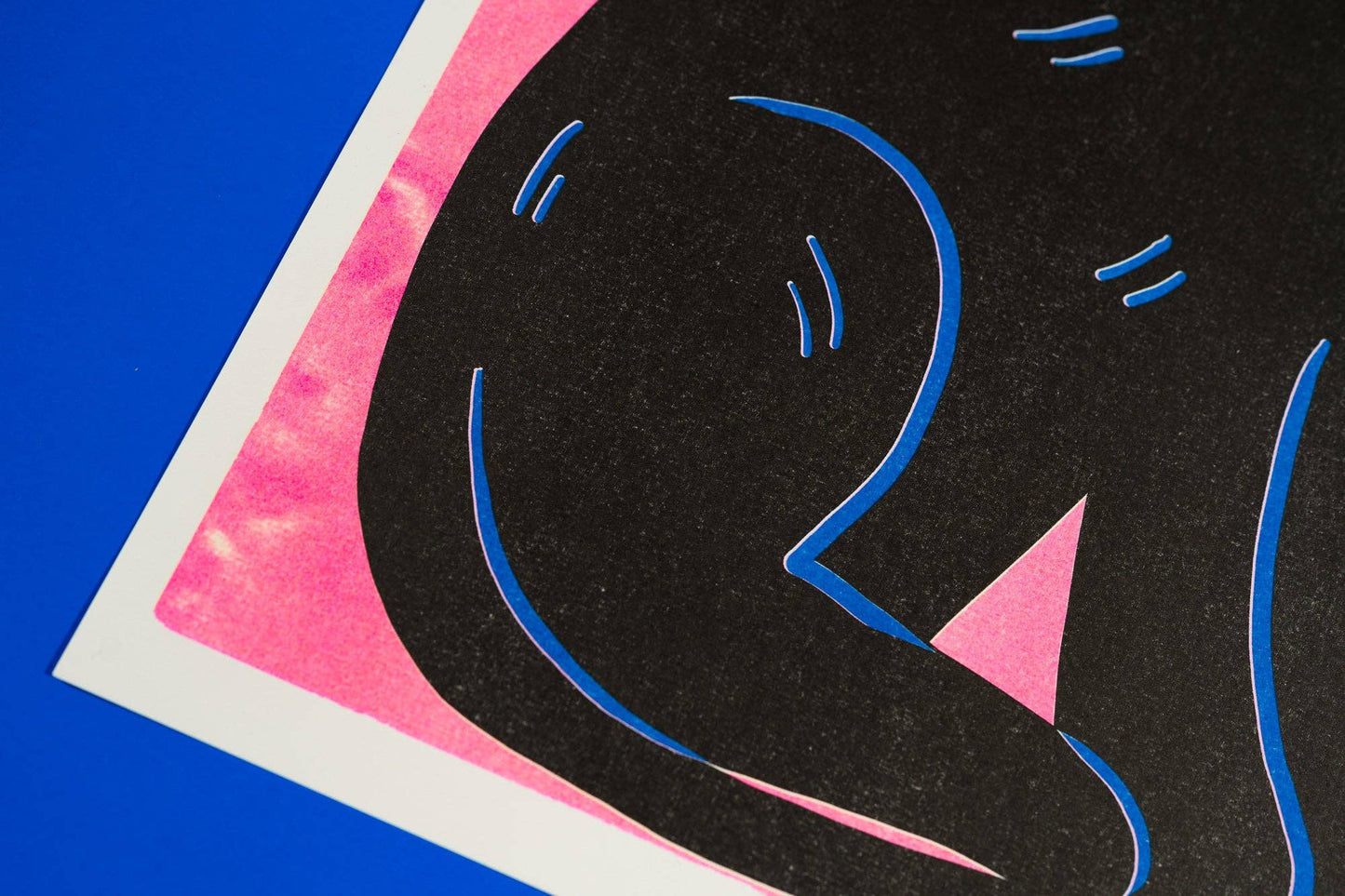 Black Cat risograph print close-up detail - PABOOM