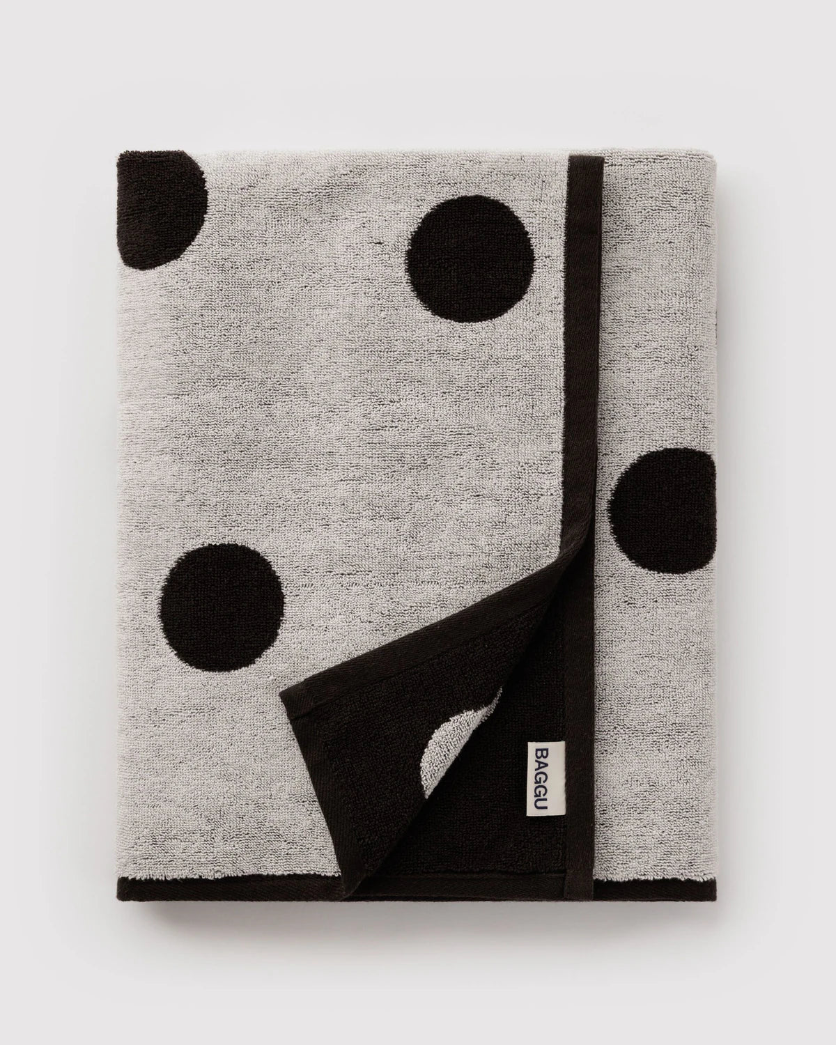 BAGGU Organic Cotton Bath Towel- Cream and Black Polka Dot