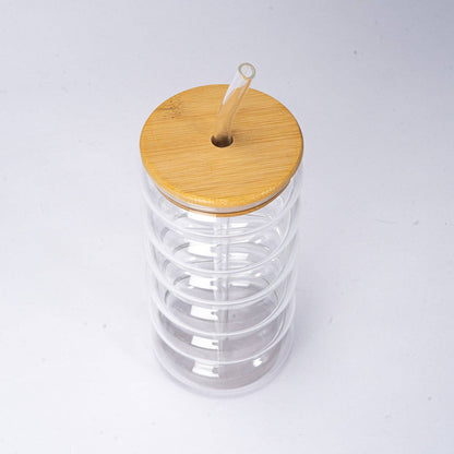 Glass Tea Cup with Lid and Straw