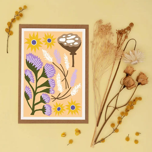 Studio Wald - UK Made - All Occasions A6 Card- Dried- Wheat yellow