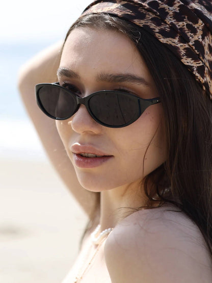 Soft Cat Eye Oval Sunglasses - Tortoise / Green Lens