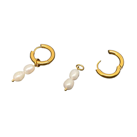 Pearl Charm Huggie Earrings