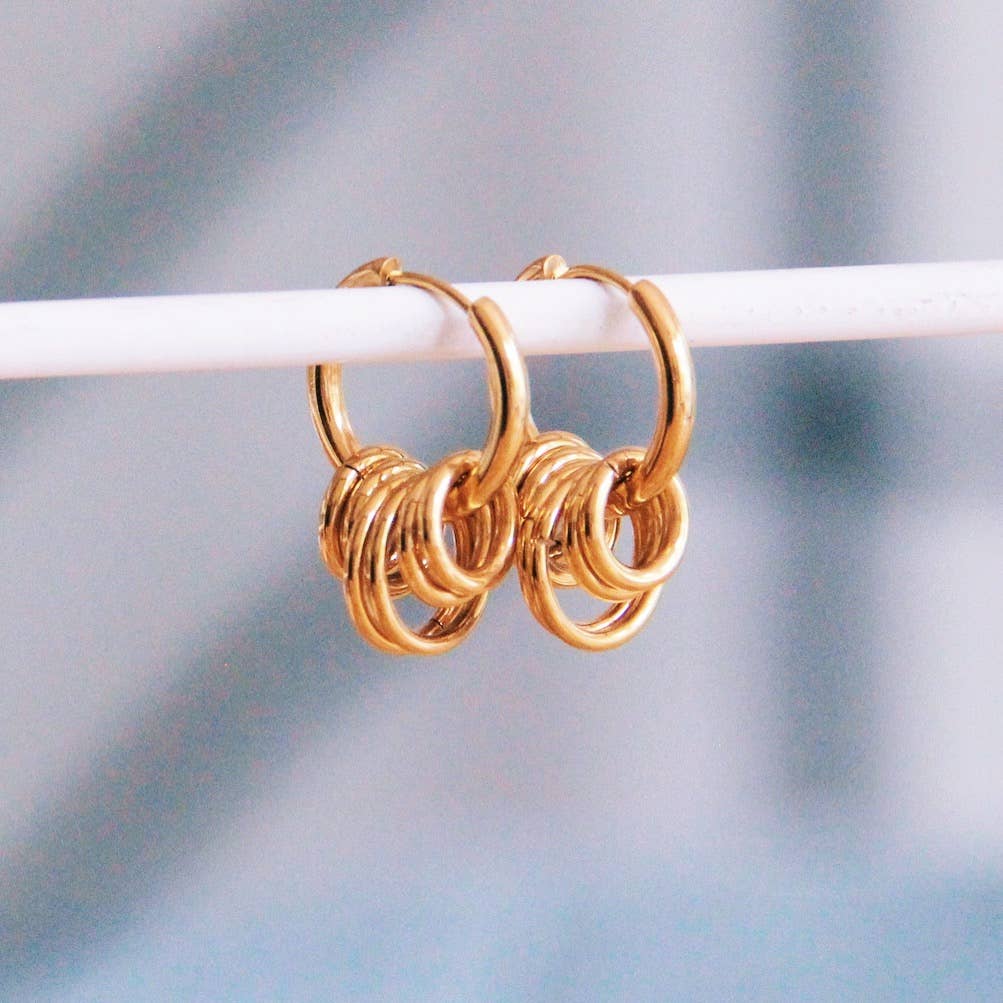 Hoop Earrings With Rings Gold