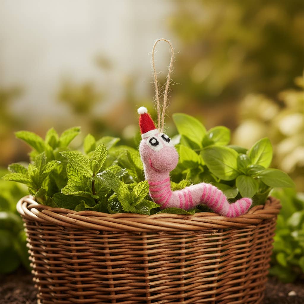Handmade Felt Christmas Wrigley the Worm Hanging Decoration