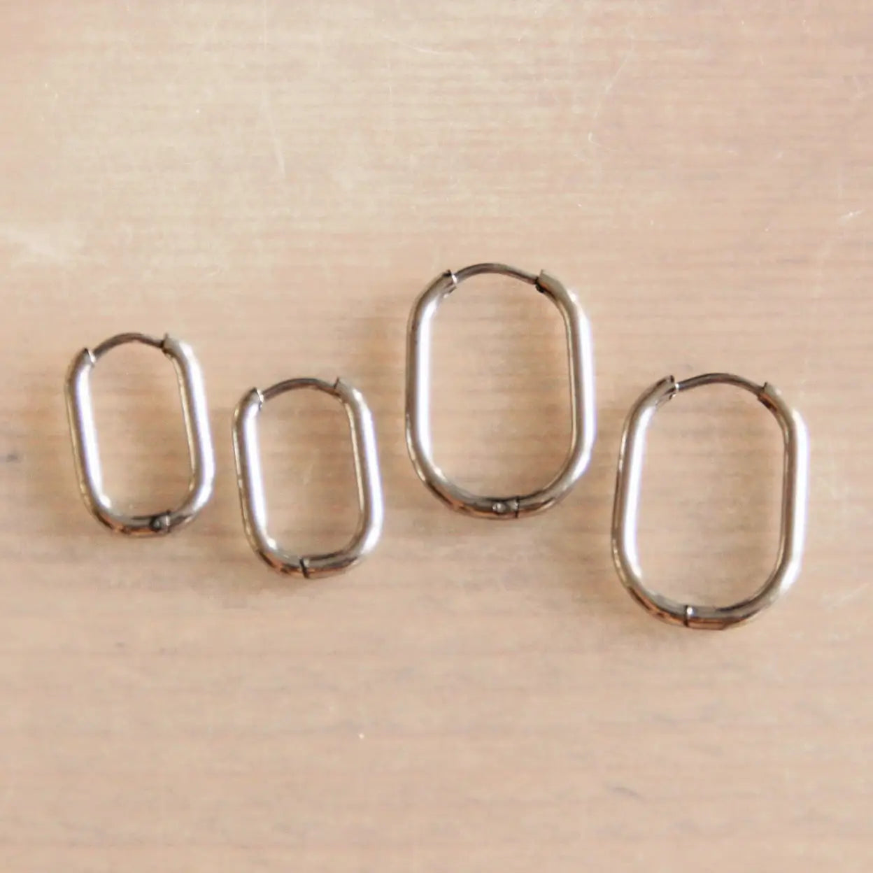 Basic Oval Silver Hoops, Large