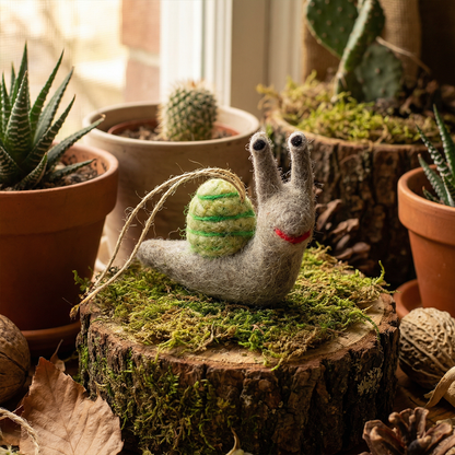 Handmade Hanging Shelby the Snail Felt Decoration
