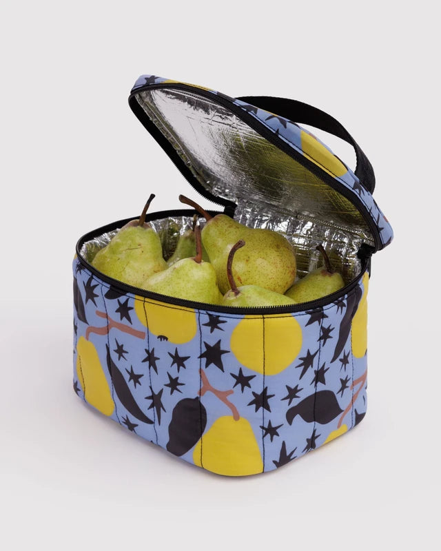 BAGGU Puffy Lunch Bag Golden Pears interior lining detail - PABOOM