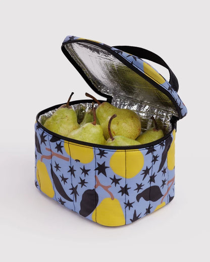 BAGGU Puffy Lunch Bag Golden Pears interior lining detail - PABOOM