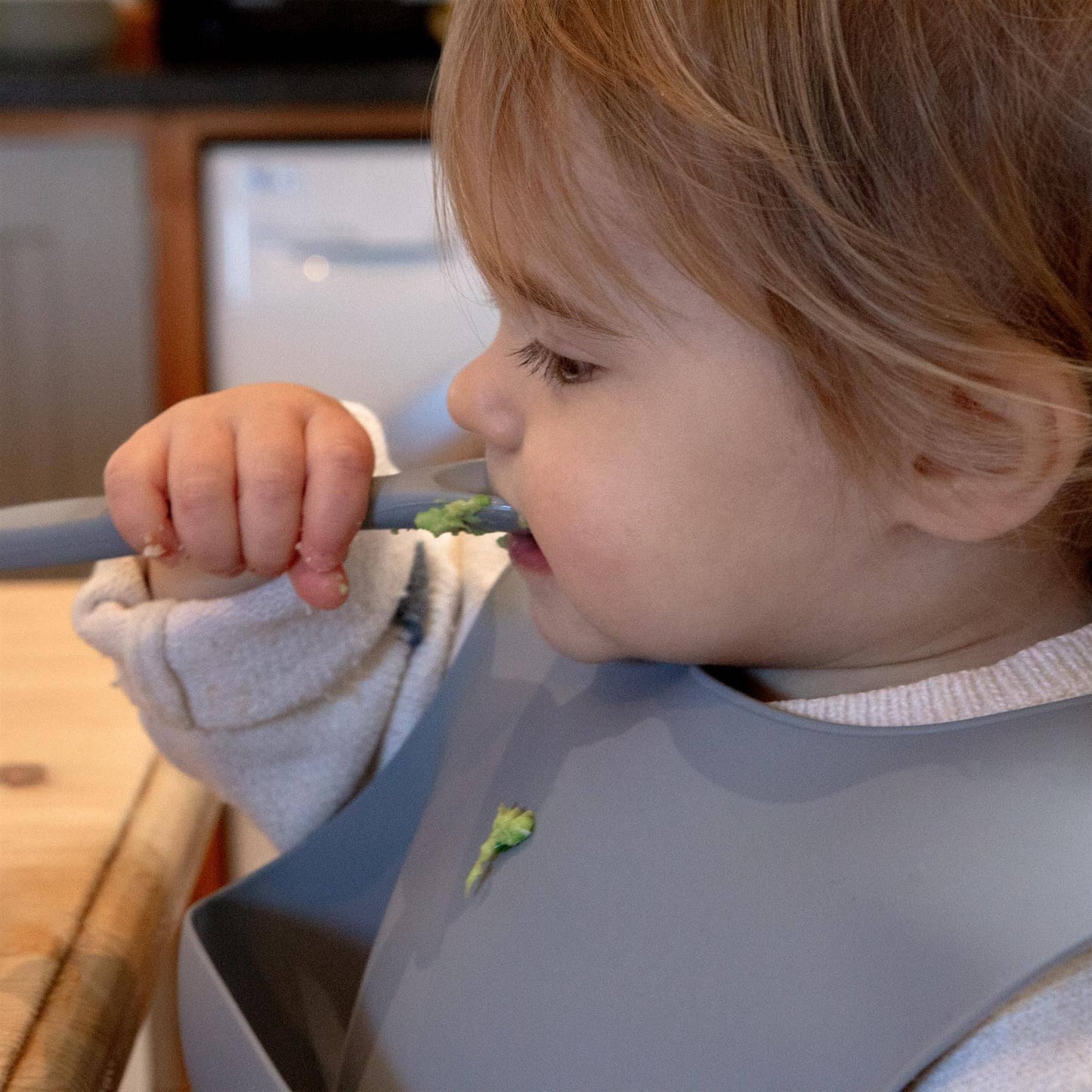 Baby Silicone Weaning Spoon - Silver Sage