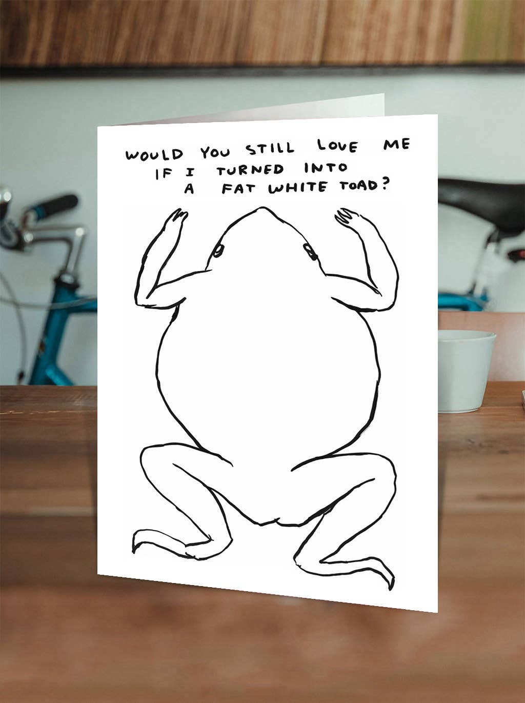 David Shrigley x Brainbox Candy Fat White Toad card with red envelope, packaging detail - PABOOM