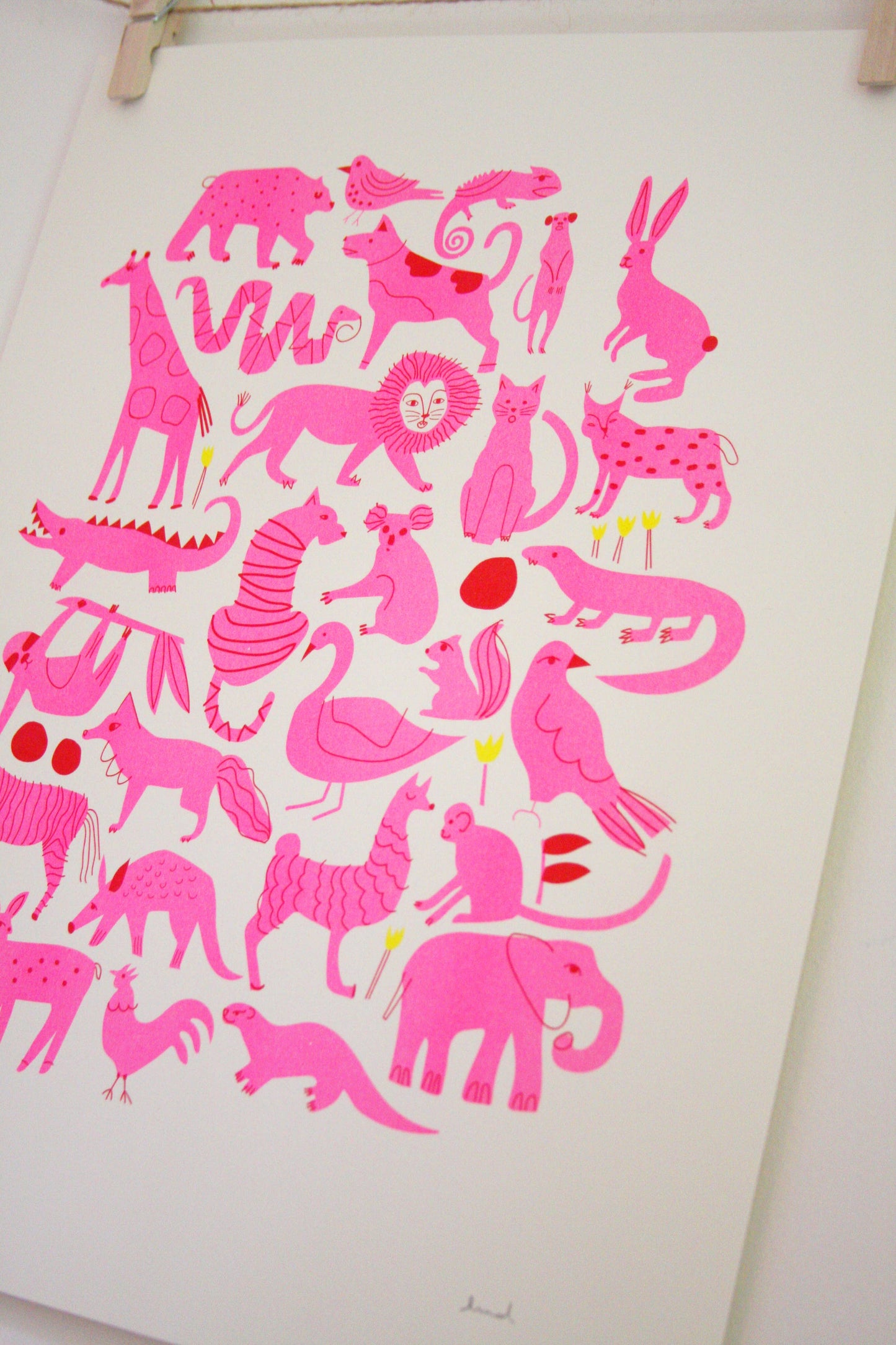 Creatures riso print by Leah Duncan, detail view 2 — PABOOM