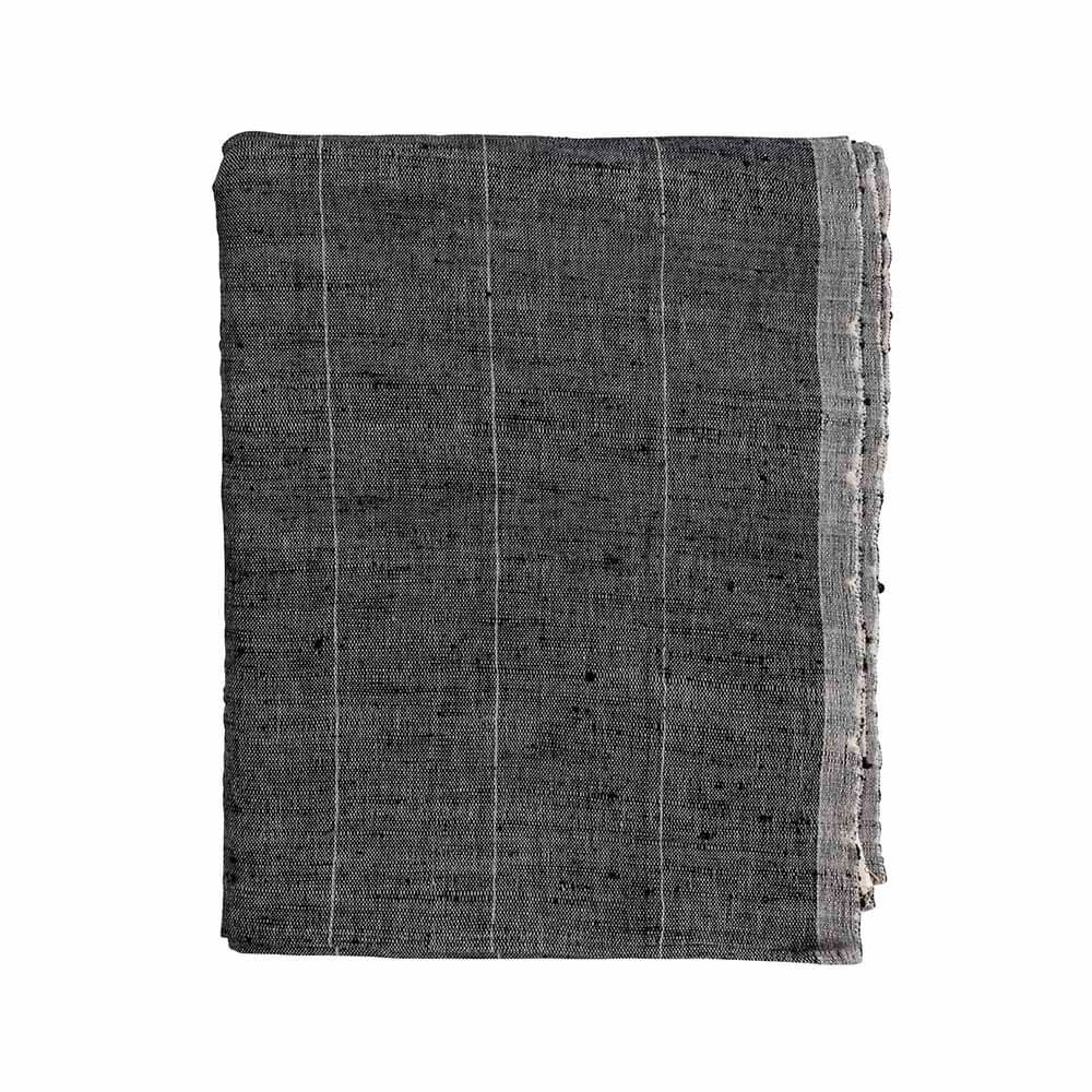 Khadi Stripe Black Table Cloth - Black