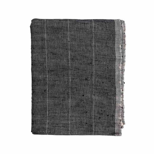Khadi Stripe Black Table Cloth - Black