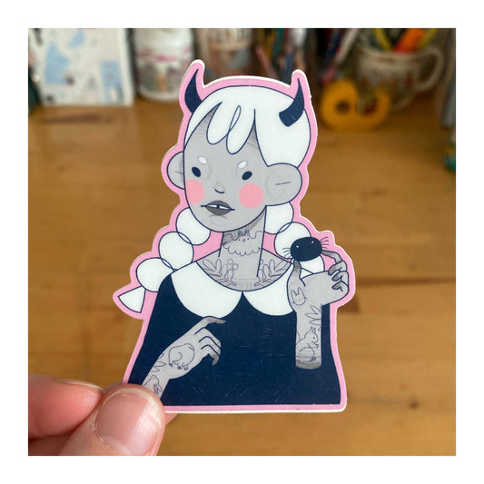 Tattoo Demon Girl MINI Sticker