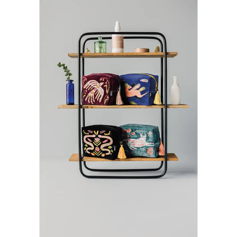 Danica - four decorative cosmetic bags shelf
