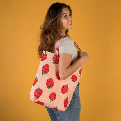 Danica - strawberry-patterned tote bag