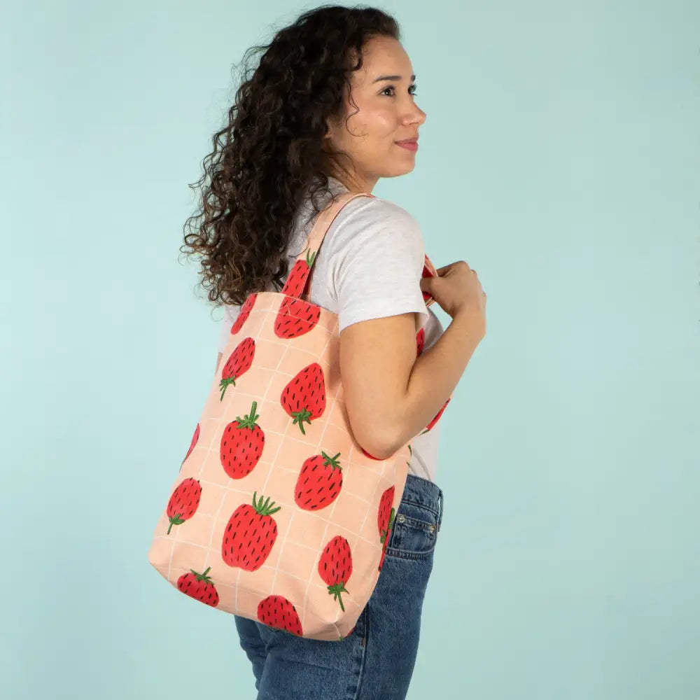 Danica - strawberry-patterned tote bag