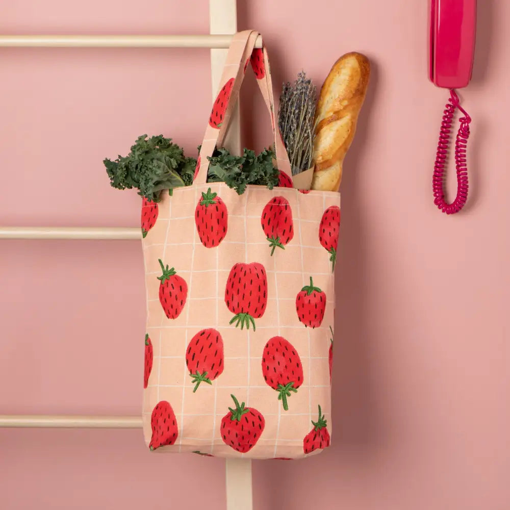 Danica - strawberry-patterned tote bag groceries