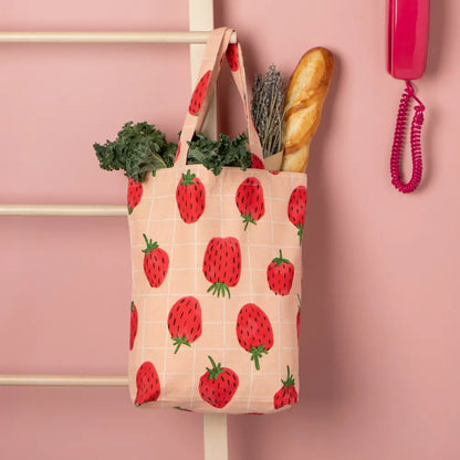 Danica - strawberry-patterned tote bag groceries