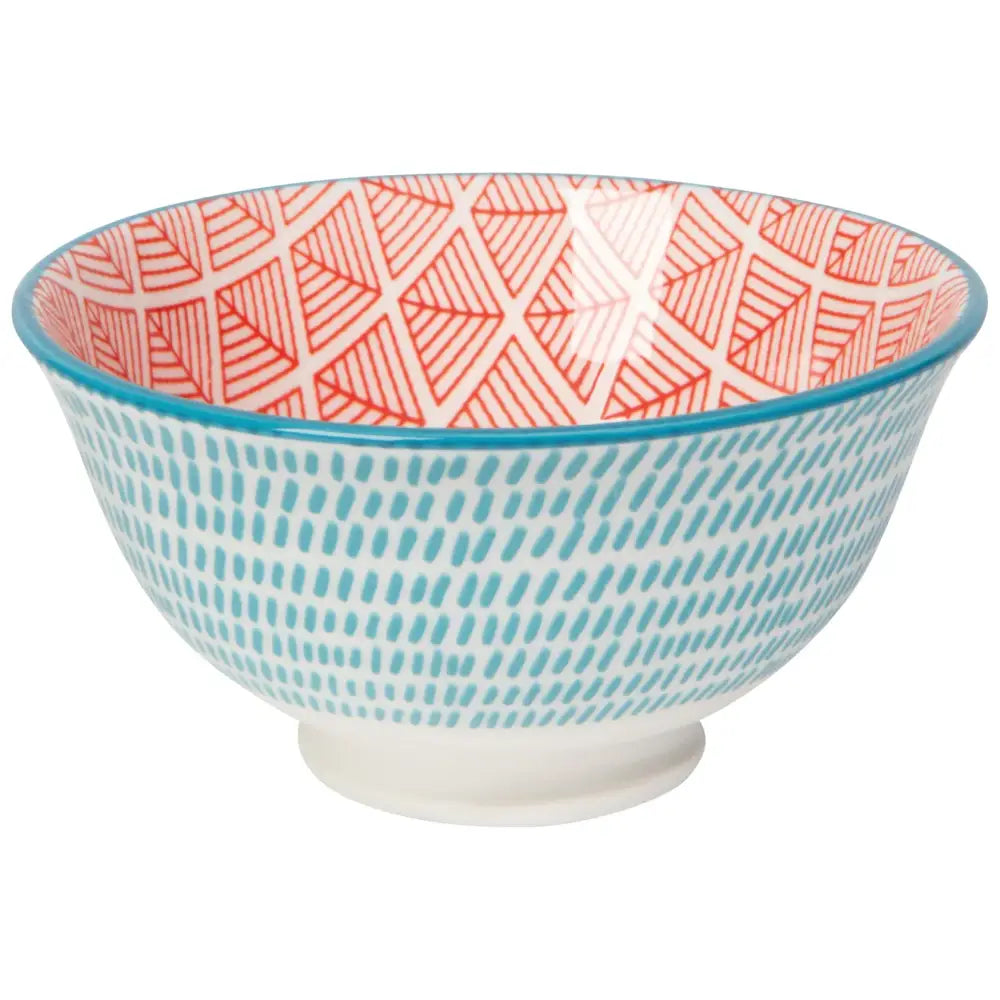 Danica - Blue Red Dash Stamped Bowl 3.5 inch