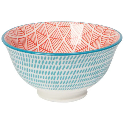 Danica - Blue Red Dash Stamped Bowl 3.5 inch