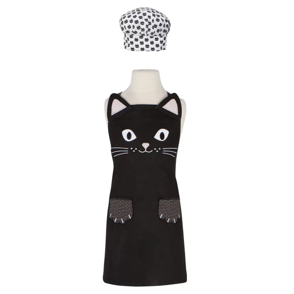 Danica - black cat apron chef’s hat