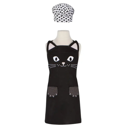 Danica - black cat apron chef’s hat
