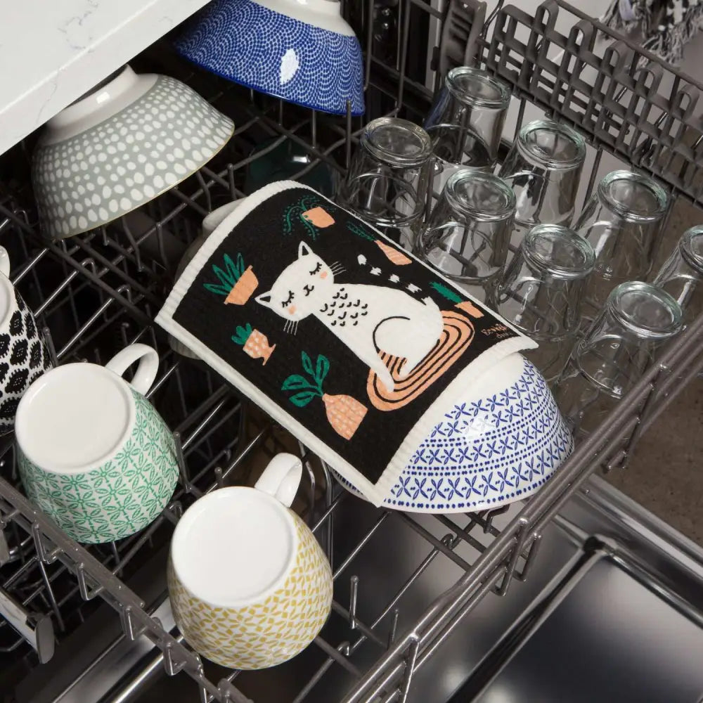 Cat Nap Swedish Dish Cloth
