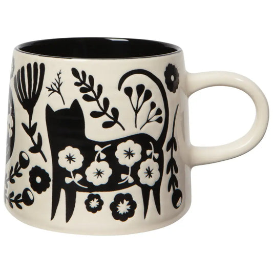 Danica - ceramic mug black cat floral