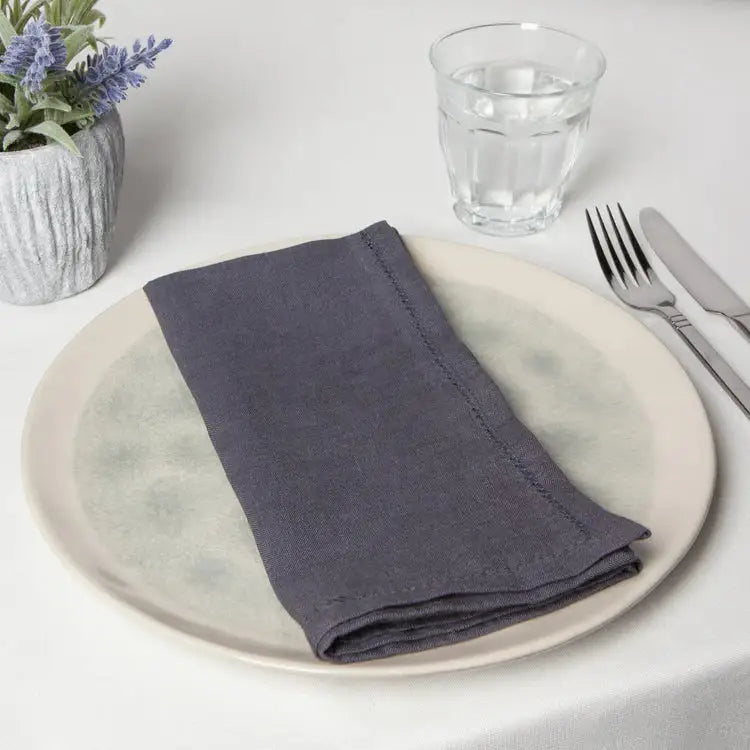 Charcoal Linen Hemstitch Napkins - PABOOM
