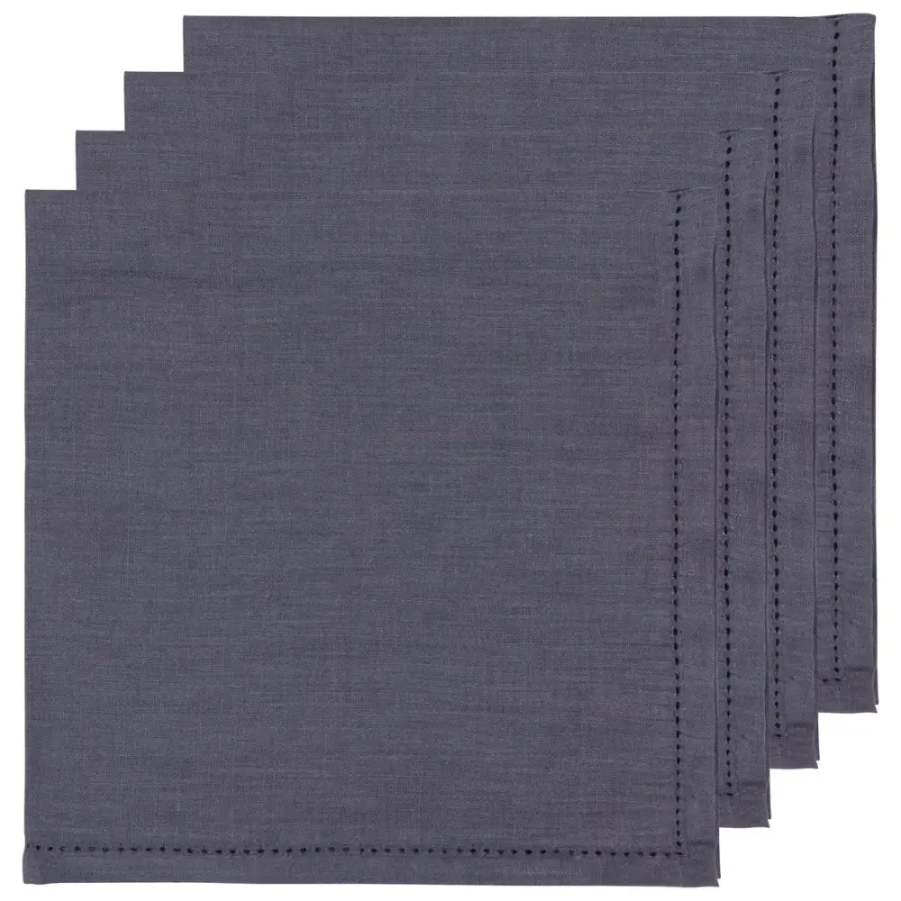 Charcoal Linen Hemstitch Napkins - PABOOM