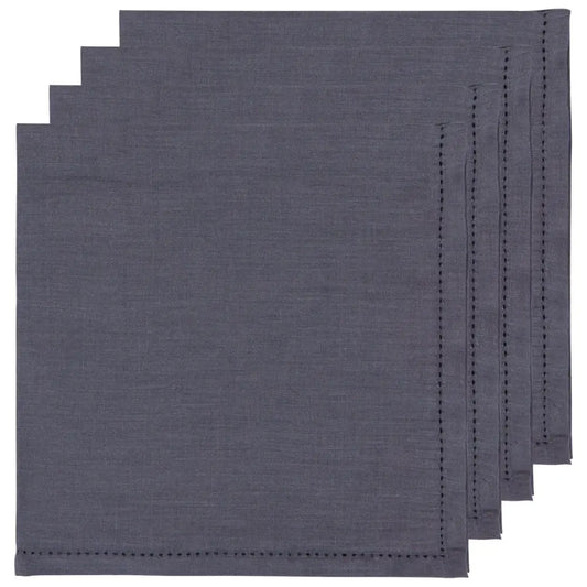 Charcoal Linen Hemstitch Napkins - PABOOM