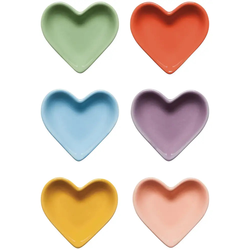 Color Parade Heart shaped Pinch Bowls Set of 6 Assorted Colours - PABOOM