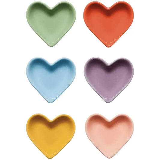 Color Parade Heart shaped Pinch Bowls Set of 6 Assorted Colours - PABOOM