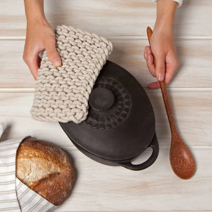 Cotton Knit Potholder Trivet - Jade Green