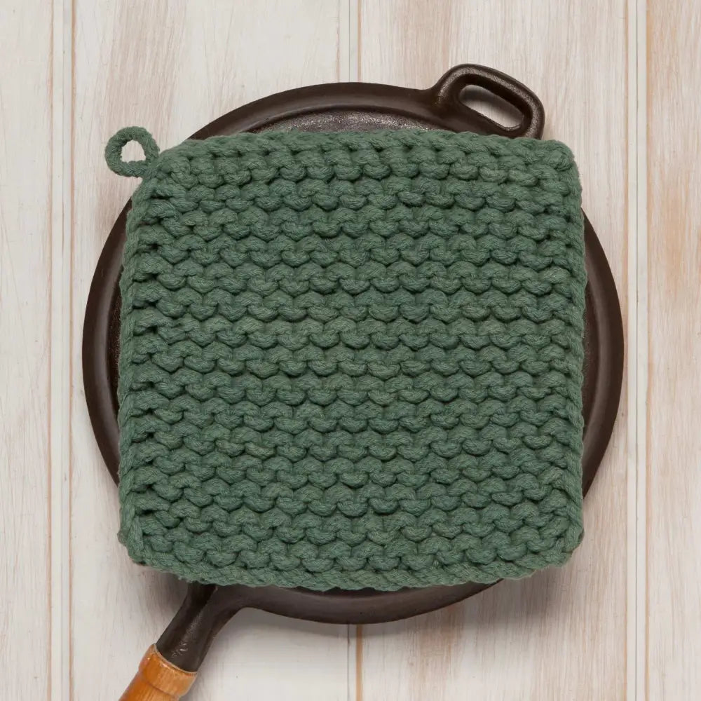 Cotton Knit Potholder Trivet - Jade Green