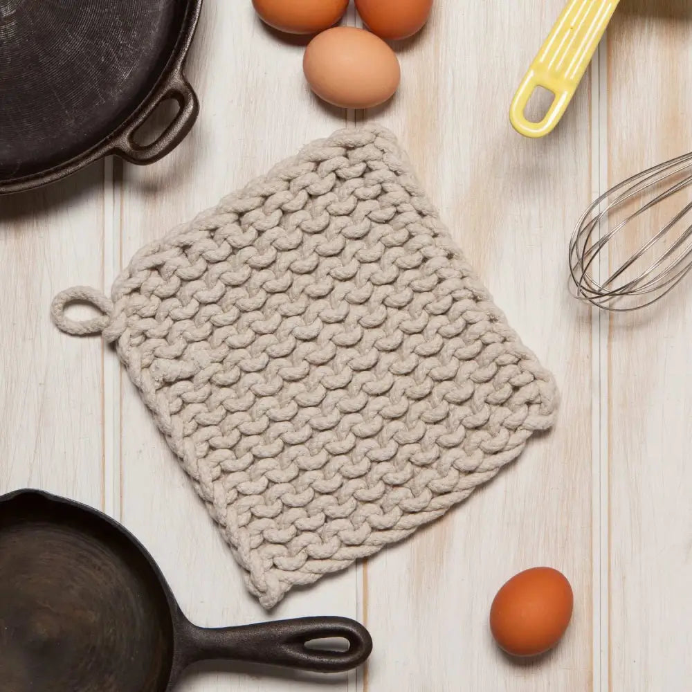 Cotton Knit Potholder Trivet - Jade Green