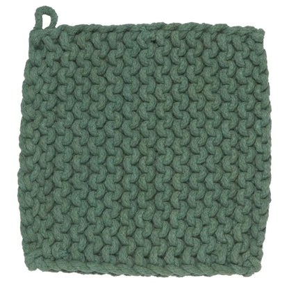 Cotton Knit Potholder Trivet - Jade Green