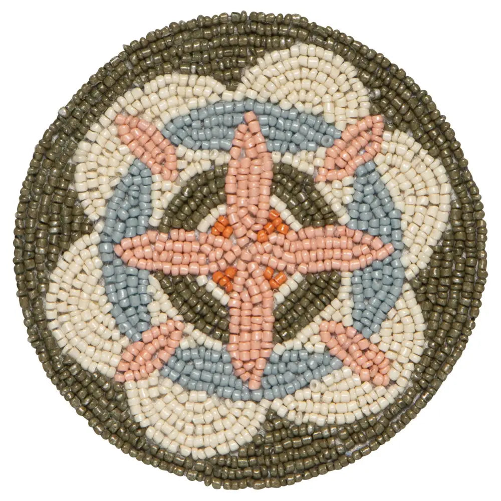 Danica - circular beaded coaster floral design