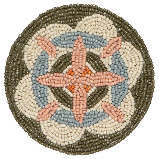 Danica - circular beaded coaster floral design